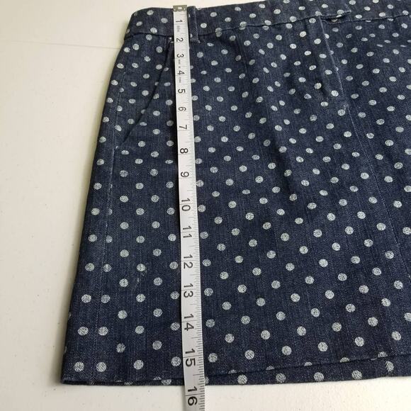 J Crew Navy White Dot Mini Skirt Excellent Size 4 - Picture 4 of 5